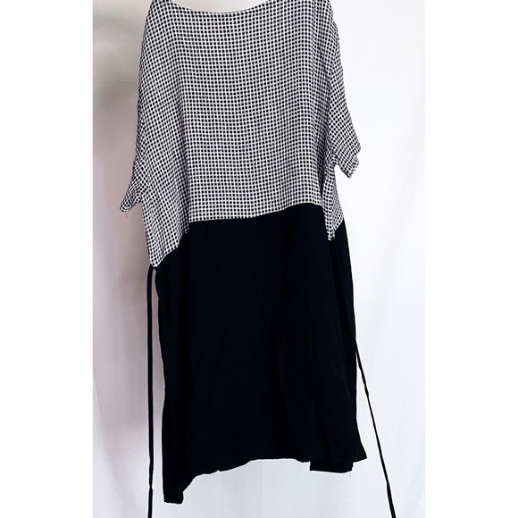 SOLD • Vintage Gingham Black + White Checkered Tunic Mini Babydoll Dress - Picture 9 of 9